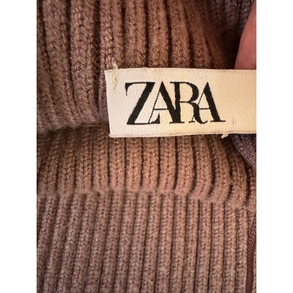2/$30 ZARA Basic Small Ribbed Mock Neck Deep Taupe/Mauve Sweater - Picture 6 of 15